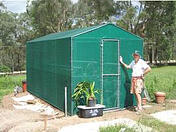 Spring Shade House with proud owner