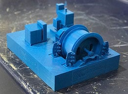 3d printed model of of a large cable winder